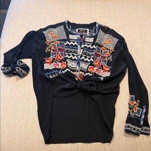 Embroidered Black Blouse
